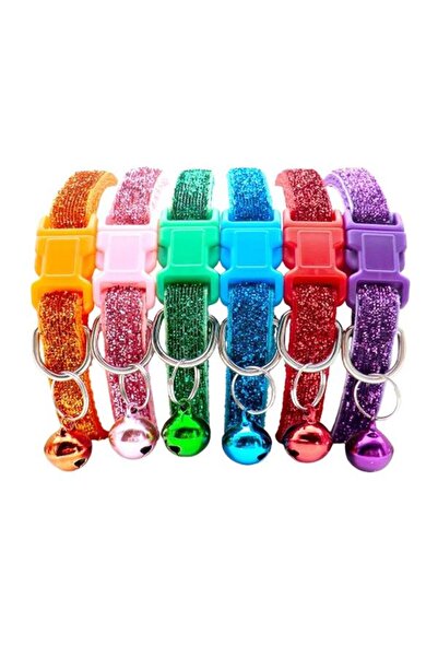 Glipet Simli Zilli Dokuma Kedi Boyun Tasması 19x1 Cm Mavi