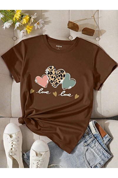 OVER HEAD Žensko srce Ljubav Štampano Oversize kroj T-shirt