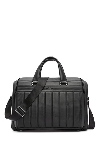 Derimod D-Pack Men's Black Long Strap Fabric Briefcase 24Wbd30206F