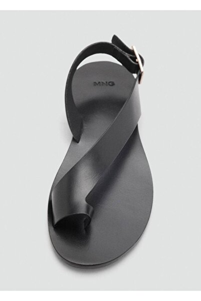 MANGO Woman Deri çapraz askılı sandalet
