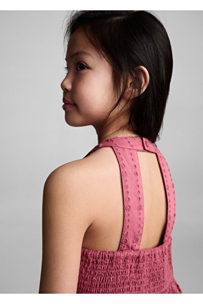 MANGO Kids İşlemeli halter yaka elbise