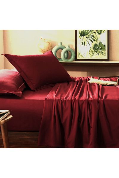 Kotonia Home Lenjerie de pat Kotonia Home Hotel King Size, 100% bumbac, Damasc DeLux Saten, burgundy