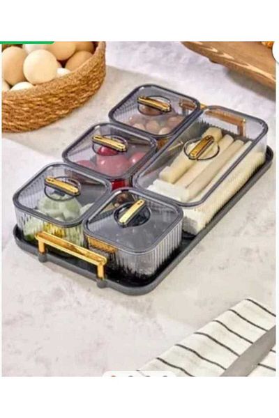 MTA HİGH-TECH 6 Piece Breakfast Set with Tray and 5 Compartments