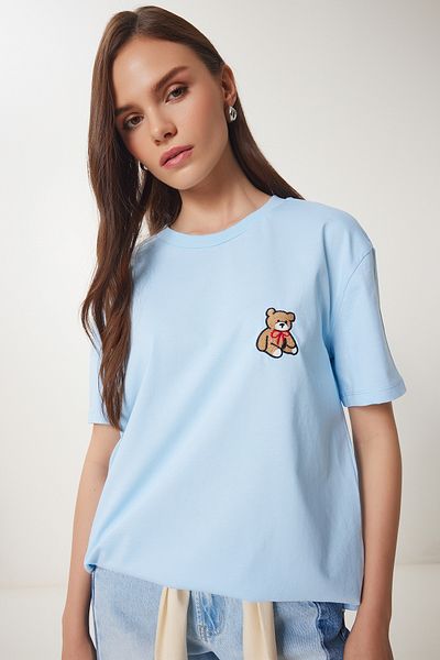 Lovelyİstanbul Tricou din bumbac ursuleț - SKY BLUE LAV0005