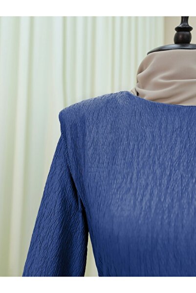 Modamorfo Padded Shoulder Laced Wrap Dress -Indigo