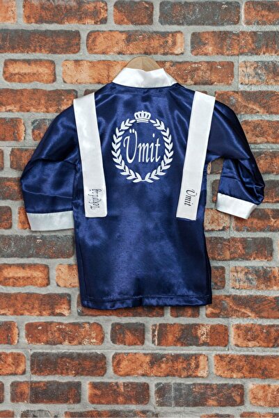 ADEREN KİDS SÜNNET SABAHLIĞI LACİVERT BEYAZ İSİM BASKILI KEMER VE ELDİVEN