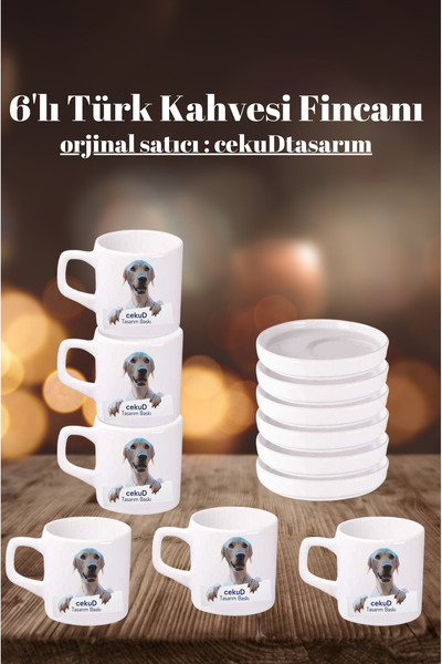 cekuDtasarim Şık 6'lı Türk Kahvesi Fincan Seti - Hem Ev Hem Firma Kullanımına Uygun