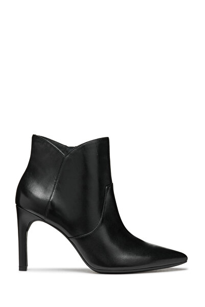 Geox Women's Black Faviola Zippered Heeled Leather Boots D468Ud000Tuc9999