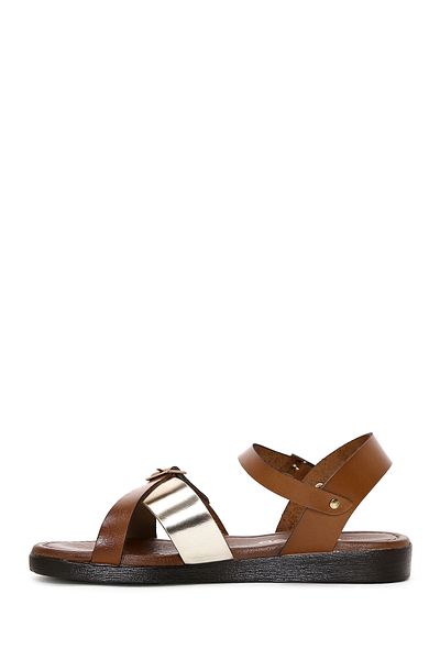 Derimod Women's Tan Ankle Strap Leather Bodrum Sandals 25Sfd 330714