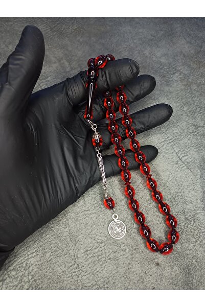 Mos Ticaret Red Barley Cut Powder Amber Rosary
