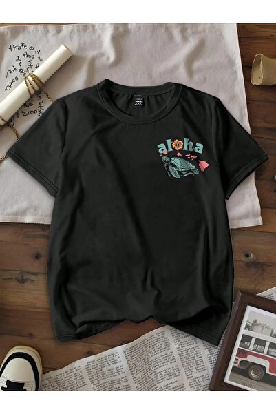 OVER HEAD Ženska kornjača cvetna aloha Štampano Oversize kroj T-shirt
