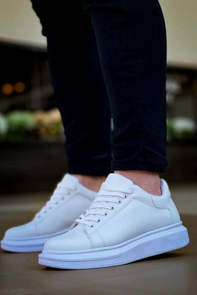 by renas KB-X500 Kuback Pantofi albi casual pentru bărbați cu șireturi