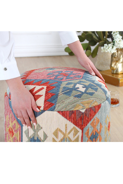 Lorencehome Ferruz Kilim Puf Anadolu