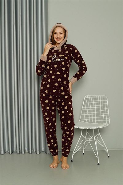modaserdem Set de pijamale cu glugă pentru femei Mdsrdm Welsoft Fleece