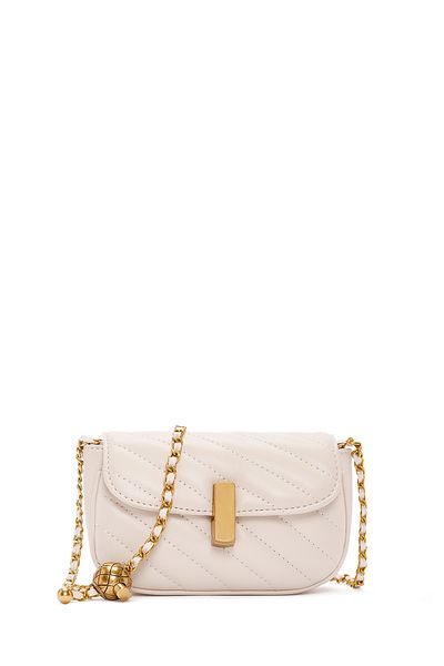 Derimod Geantă de damă, crem, cu curea lungă, matlasată, mini crossbody 25SBD2405KP