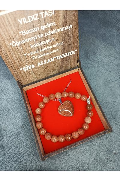 Mos Tespih Star Stone Bracelet and Necklace Set in Special Box