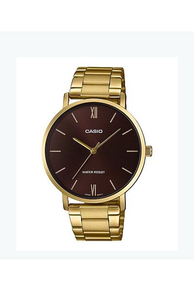 Casio Casio Men's Enticer Analog-Digital Stainless Steel Band Watch - MTP-VT01G-5BUD - 40 mm - Gold