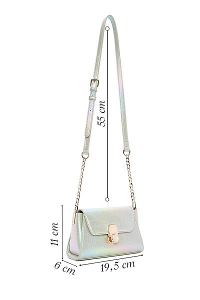 Derimod Geantă de damă, albastră, metalizată, din piele lacuită, mini crossbody 25SBD 280123