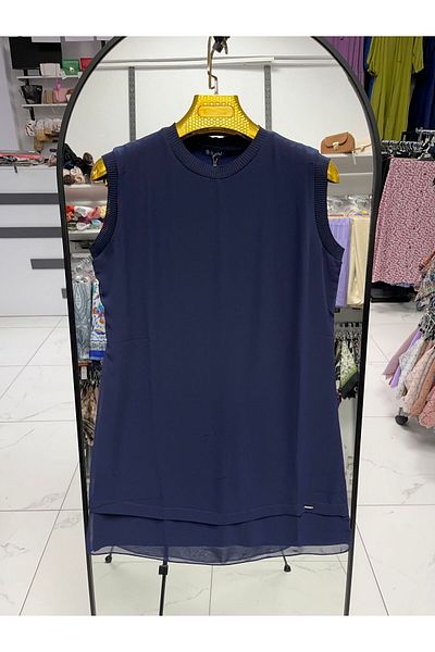 Zeynep Butik Siffir Sleeve Chiffon Combed Cotton Tunic - 87cm, 775 1623
