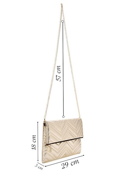 Derimod Women's Gold Long Chain Strap Quilted Clutch Bag 25Sbd2209Kp