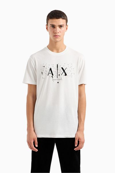 Armani Exchange Мъжка тениска с лого на велосипед - бяла