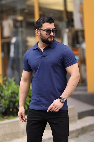 ENERJİN Ανδρικό βαμβακερό μπλουζάκι με γιακά Polo με κουμπιά