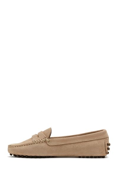 Derimod Mocasini de dama din piele intoarsa bej 25sfd 290310