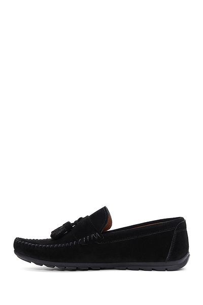 Derimod Men's Black Tasseled Suede Leather Casual Loafer 25Sfd 754610