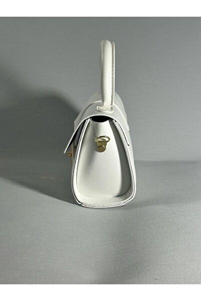 RumyaCollection Women's Mini Cross Strap Buckle Closure Hand and Shoulder Bag White