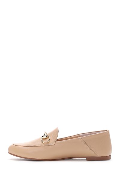Derimod Women's Beige Leather Masculine Loafer 25Sfd 290218
