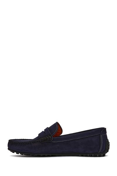 Derimod Men's Navy Blue Nubuck Leather Casual Loafer 25Sfd7545V3