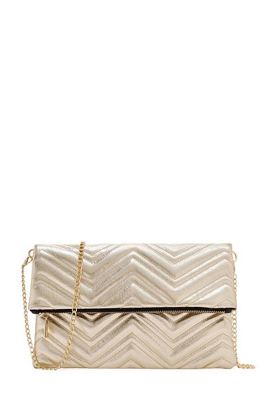 Derimod Women's Gold Long Chain Strap Quilted Clutch Bag 25Sbd2209Kp