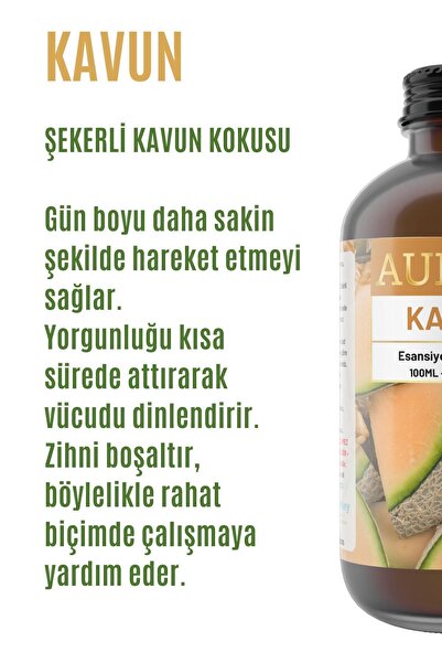 AURAN Kavun Esansiyel Uçucu Koku Yağı Difüzör Esansı Buhurdanlık Yağı Aromaterapi Yağı 100ml