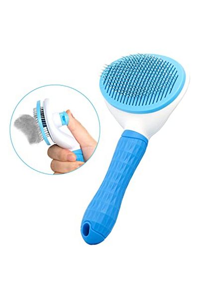 doremodam Cat Dog Comb with Self-Cleaning Button Blue 10 X 20 cm - 454061 -1453