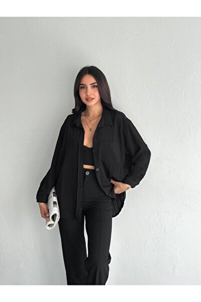 Yeys Modal Kumaş Tek Cep Oversize Gömlek