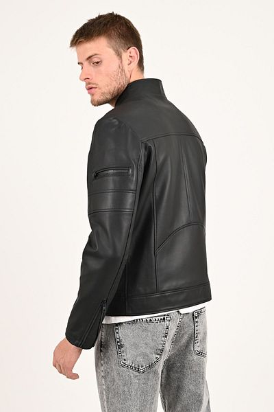 ALİN Beckham Men's Black Genuine Leather Coat Size Measurements Visually