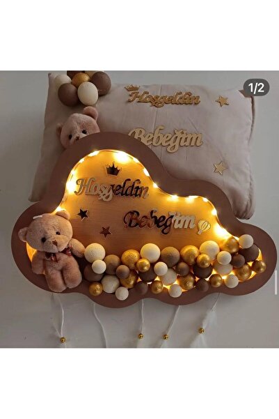 bebek atölyem Led Işıklı El Işi Kapı Süsü Ve El Işi Bebek Takı Yastığı