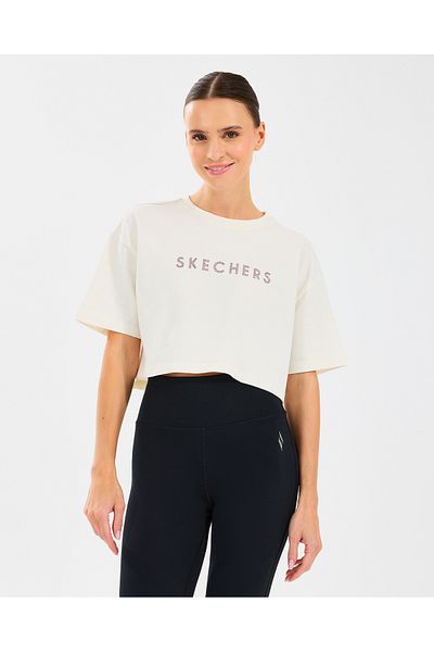 SKECHERS W Crop Fit γραφικό μπλουζάκι γυναικείο μπλουζάκι S2510147-102