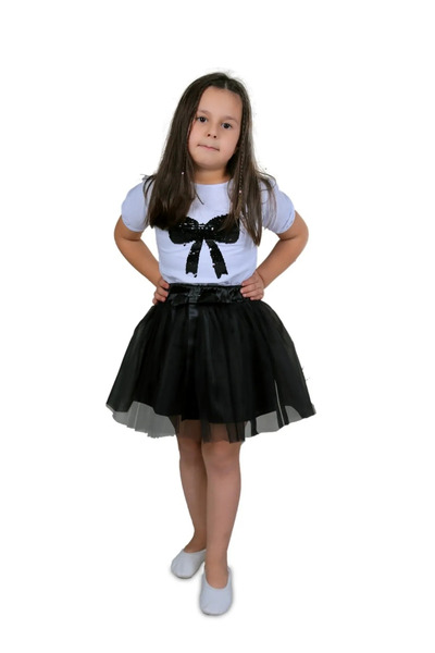 NOBLE STORE Κορίτσι 23 Απριλίου Διπλό μπλουζάκι Φούστα Σετ Επίδειξη Στολή Απο...