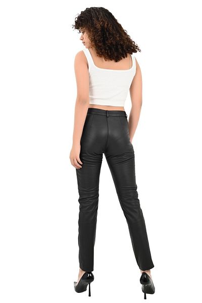 ALİN Pepe Women Black Fit Genuine Leather Pants Size Measurements Visually