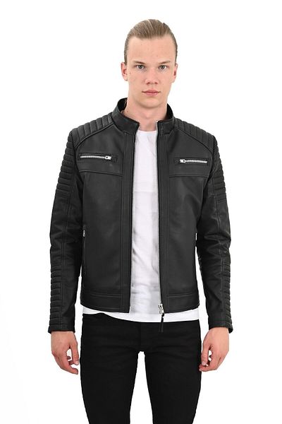 ALİN Sandor Men's Black Biker Genuine Leather Coat Size Measurements Visual