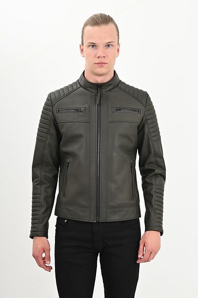 ALİN Sandor Men's Green Genuine Leather Jacket Size Measurements Visually