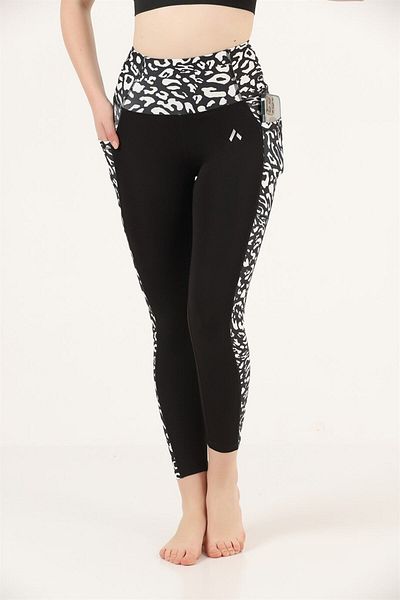 missmaral Women's Tights Black Leopard High Waist Recovery Double Pocket Comfort & Sport 1059