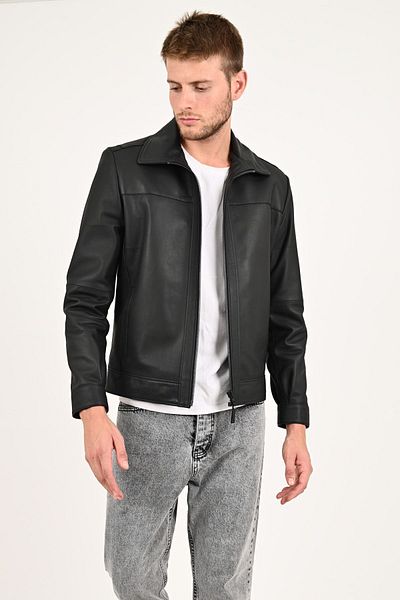 ALİN Leo Genuine Leather Men's Black Casual Genuine Leather Coat Size Measurements Visually
