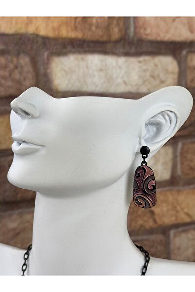 SEDEF TAKI İşlemeli mineli kolye ve küpe takım