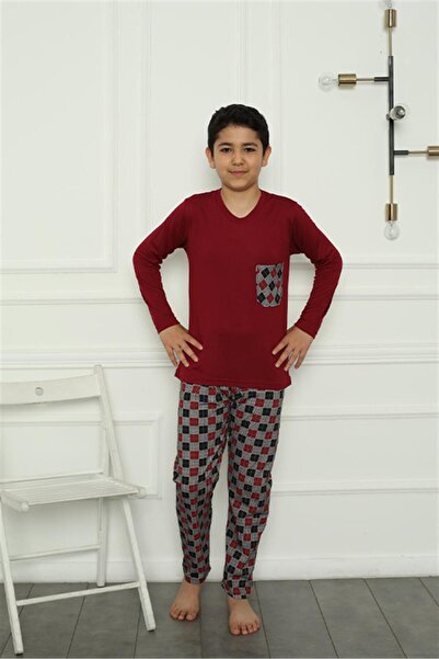 Mestore Moda Çizgi Boys' Combed Cotton Pajama Set 20385