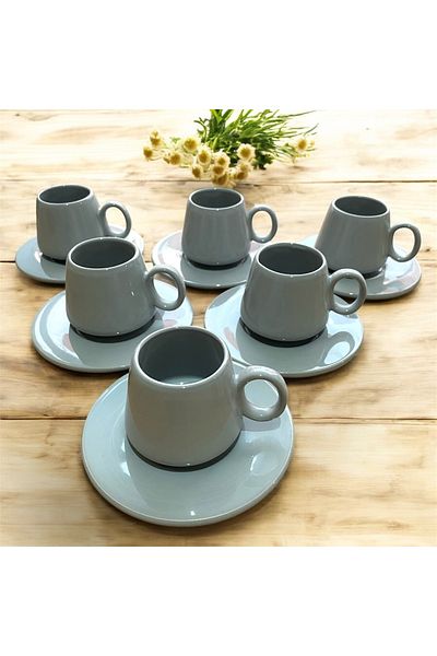 Nokta Elite Series - 12 Para Turkish Coffee Cup for 6 People Gray