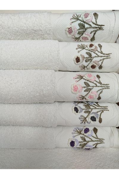 Fiesta Elite Cream Handcrafted 3D Embroidered 100% Cotton 6 Pieces 30X50 cm Kitchen Towel