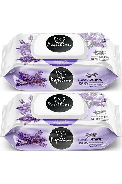 Papilion Wet Towel Wipes 100 Sheets Lavender (Set of 2) 200 Sheets