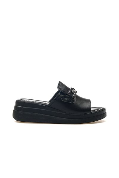 Venüs Casual Slippers - Women'S, Genuine Leather Buckle and Black 25Y 2409915 Y Z